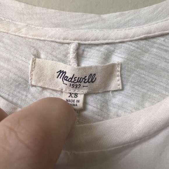 Madewell Embroidered Sleeveless Tank Top‎ XS White & Blue Cotton - Picture 2 of 3